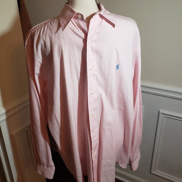 Ralph Lauren Other - Ralph Lauren pink&white stripe dress shirt size L